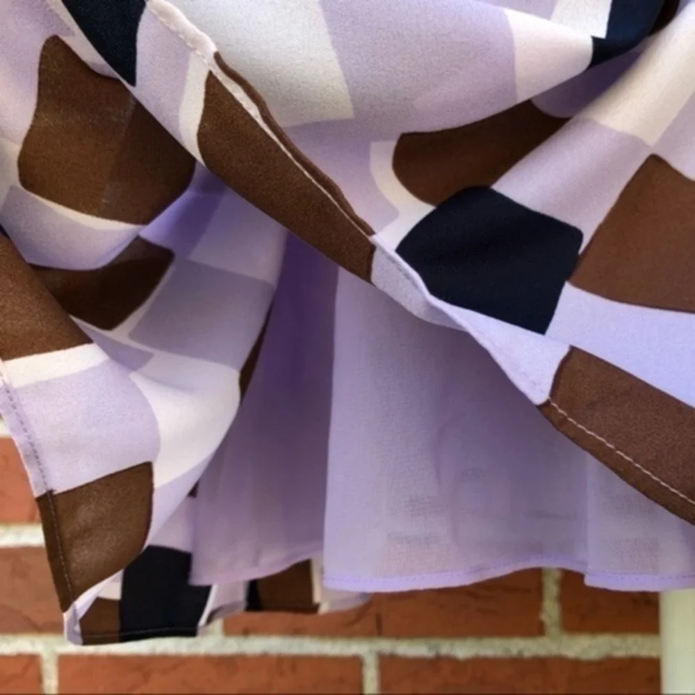 kate spade Ruffled Sheer Purple White Split/Long Sleeve Dress 👗